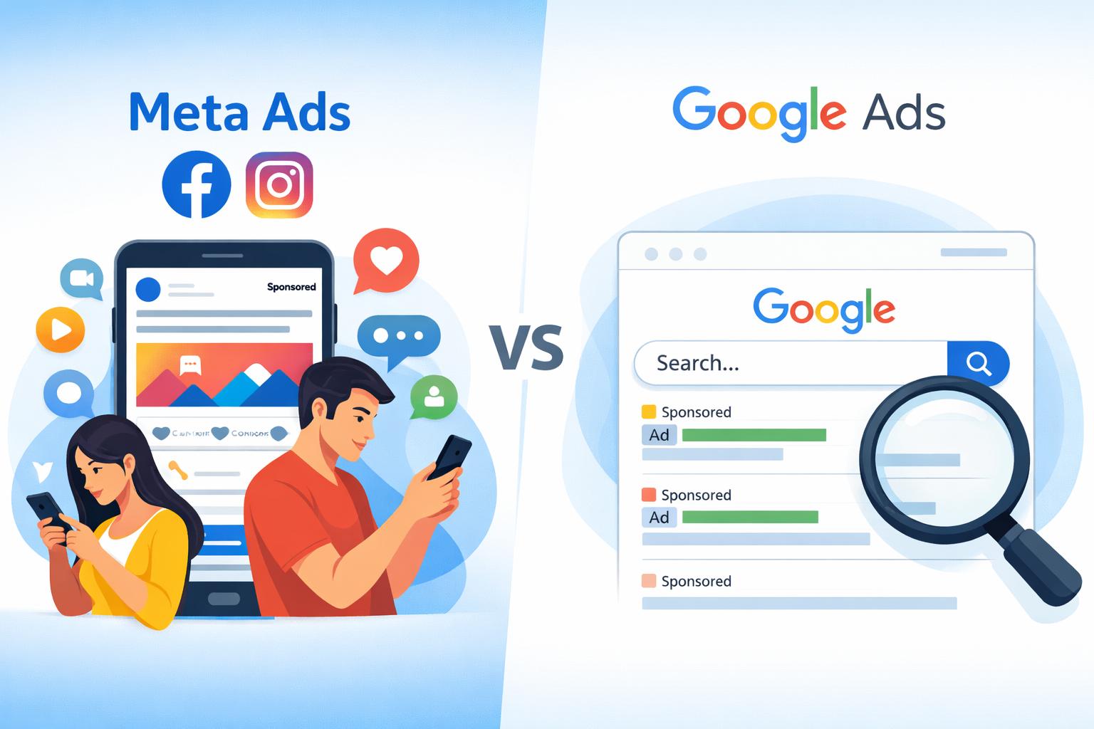 Google Ads বনাম Facebook Ads Digital Marketing